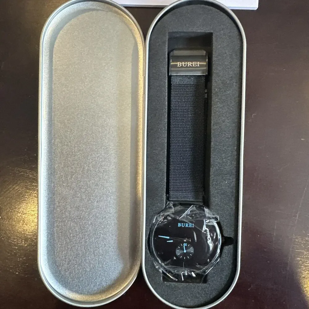 Burei S-6024M Men Black Analog Dial Fashion Minimalist Wrist Watch